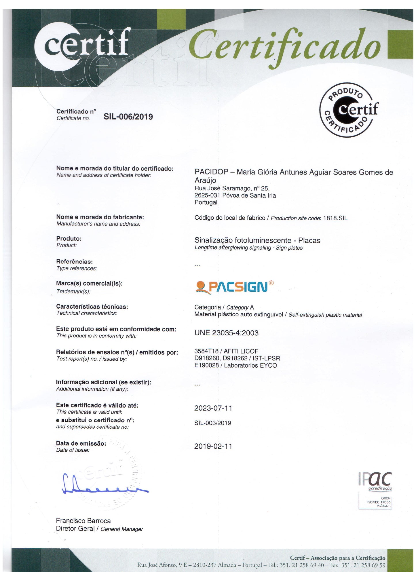 Certificação Pacsign