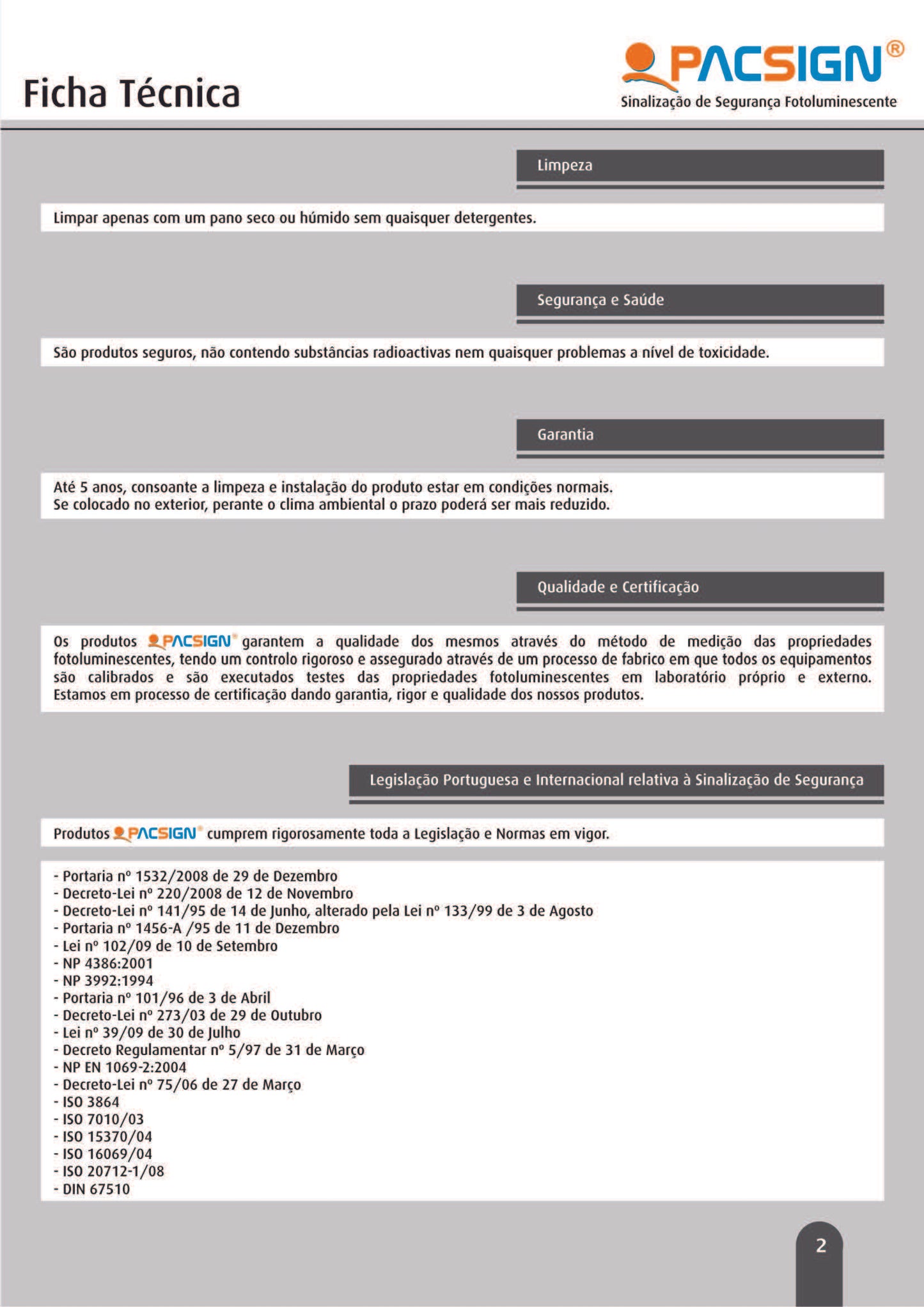 Ficha Técnica Pacsign